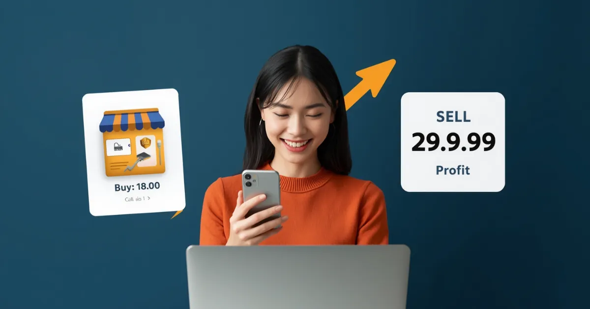 Price comparison showing Amazon buy price vs eBay sell price with profit calculation